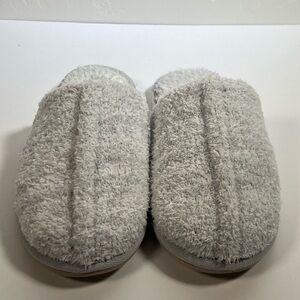 Barefoot Dreams Cozy Chic Slippers Womens Size Small 5/6 Heathered Ocean White